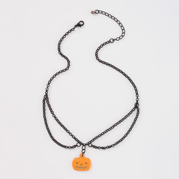 

Halloween Pumpkin Pendant Necklace, Black