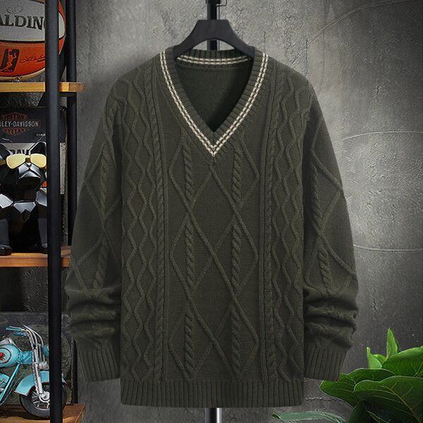 

Men Argyle & Cable Knit Sweater Without Shirt, Army green