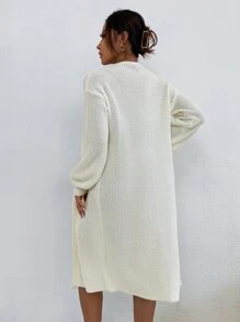 Chiquease Solid Casual Design Cardigan,Long Sleeve Tops - White - View 2