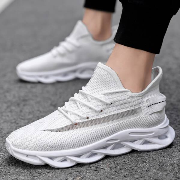 

Men Minimalist Lace Up Front Sneakers, White