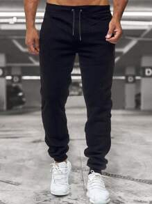 Manfinity Quần Nam Đắp vá Lá thư Giải trí - màu đen - Xem 6