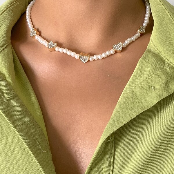 

Faux Pearl Beaded Necklace, Multicolor
