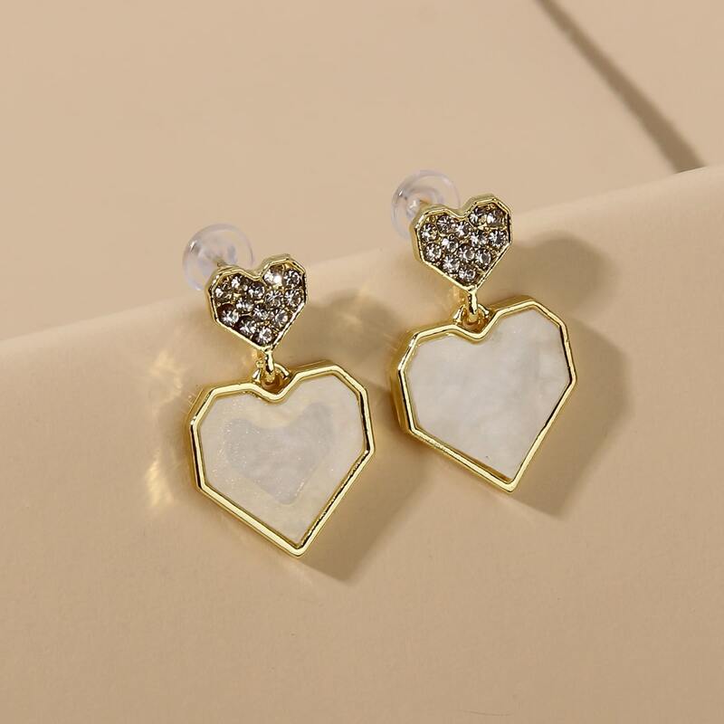 

Heart Drop Earrings, White