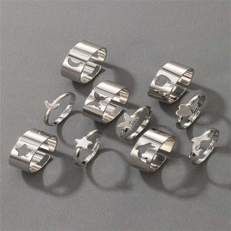 

10pcs Butterfly Decor Ring, Silver