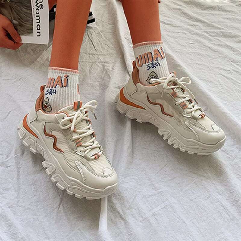 

Lace Up Front Mesh Panel Sneakers, Orange