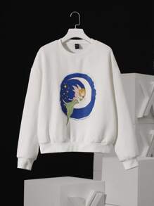CalicoStarStudio Cartoon Graphic Drop Shoulder Sweatshirt - White - View 1