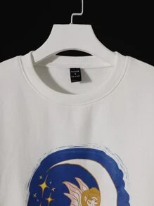 CalicoStarStudio Cartoon Graphic Drop Shoulder Sweatshirt - White - View 4