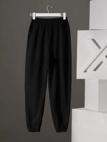 Mako Fufu de cintura con cordón con estampado de letra Pantalones deportivos sin Sudadera - Negro - Ver 2