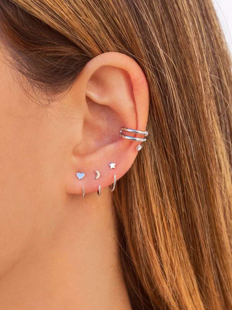 4pcs Cubic Zirconia Decor Earrings