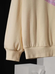 Goza Figure Graphic Drop Shoulder Pullover - Beige - View 4