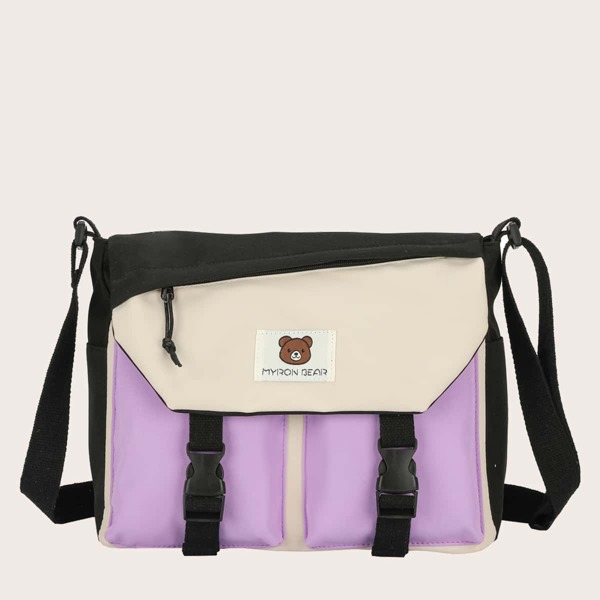 

Girls Colorblock Buckle Decor Crossbody Bag, Multicolor