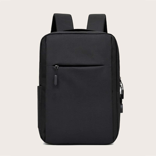 

Boys Minimalist USB Charge Hole Backpack, Black
