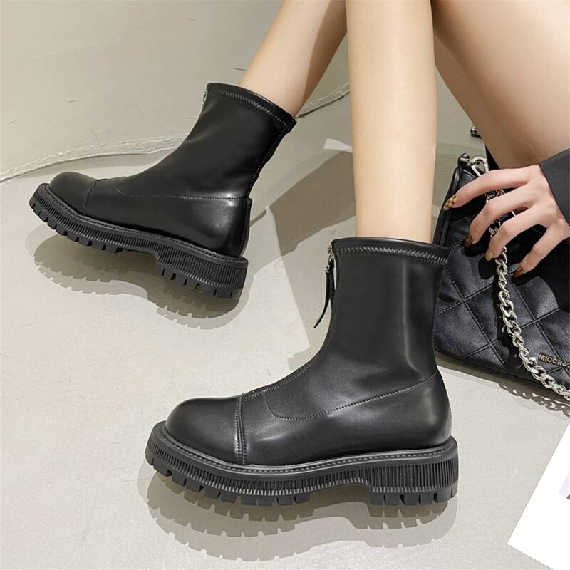

Zip Front Fashion Boots, Black