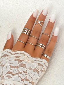 8 chiếc nhẫn đơn giản - Bạc - Xem 1