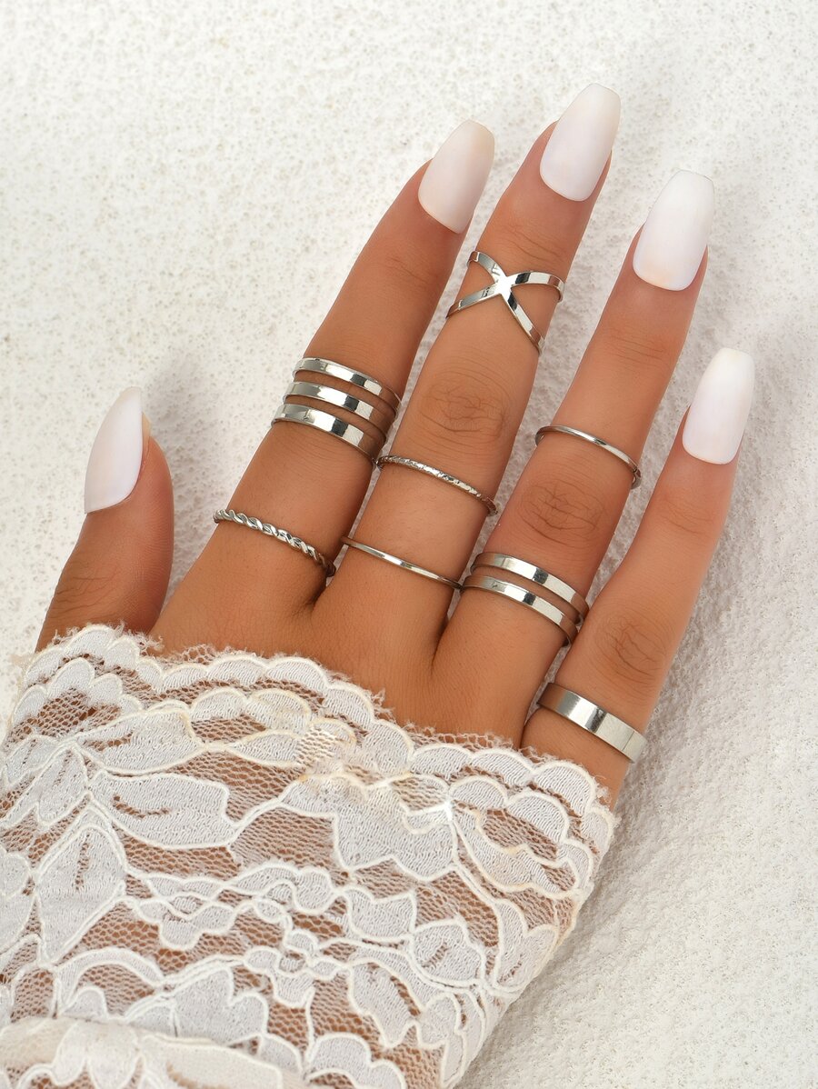 8 chiếc nhẫn đơn giản - Bạc - Xem 1