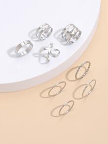 8 chiếc nhẫn đơn giản - Bạc - Xem 3