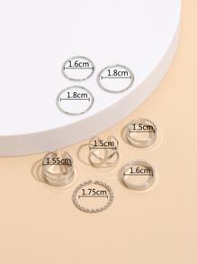 8 chiếc nhẫn đơn giản - Bạc - Xem 4