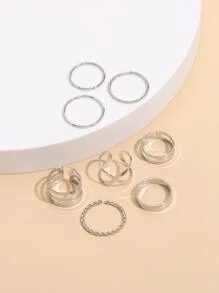 8 chiếc nhẫn đơn giản - Bạc - Xem 5