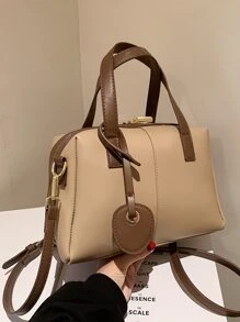 撞色滾邊貝殼包 - 卡其色 - 查看 1