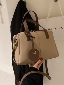 撞色滾邊貝殼包 - 卡其色 - 查看 2