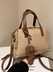 撞色滾邊貝殼包 - 卡其色 - 查看 6