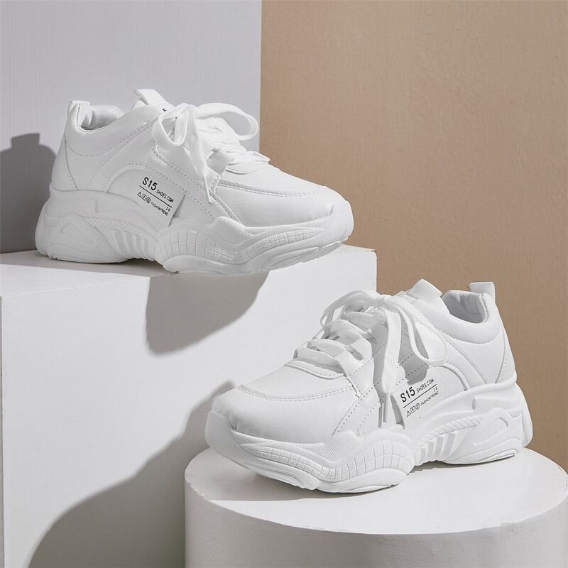 

Minimalist Lace Up Front Chunky Sneakers, White