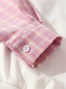 SHEIN Unity Áo chui đầu Đồ họa Trái tim & Chữ cái Tương phản Vải len vuông Tay áo - trắng - Xem 3