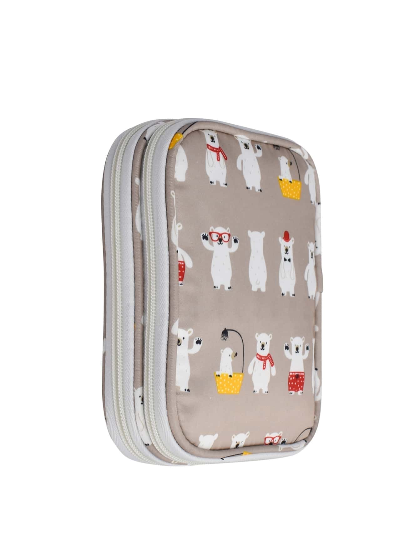 1 Piece Cute Cartoon Printed Pattern Storage Bag, Weaving Tool Storage, Fashion Retro Style Polyester Fiber With Zipper, Multi-Layers, Easy To Carry, Put In Bag, Outing Travel, Suitable For Women, Men, Students Everyone!