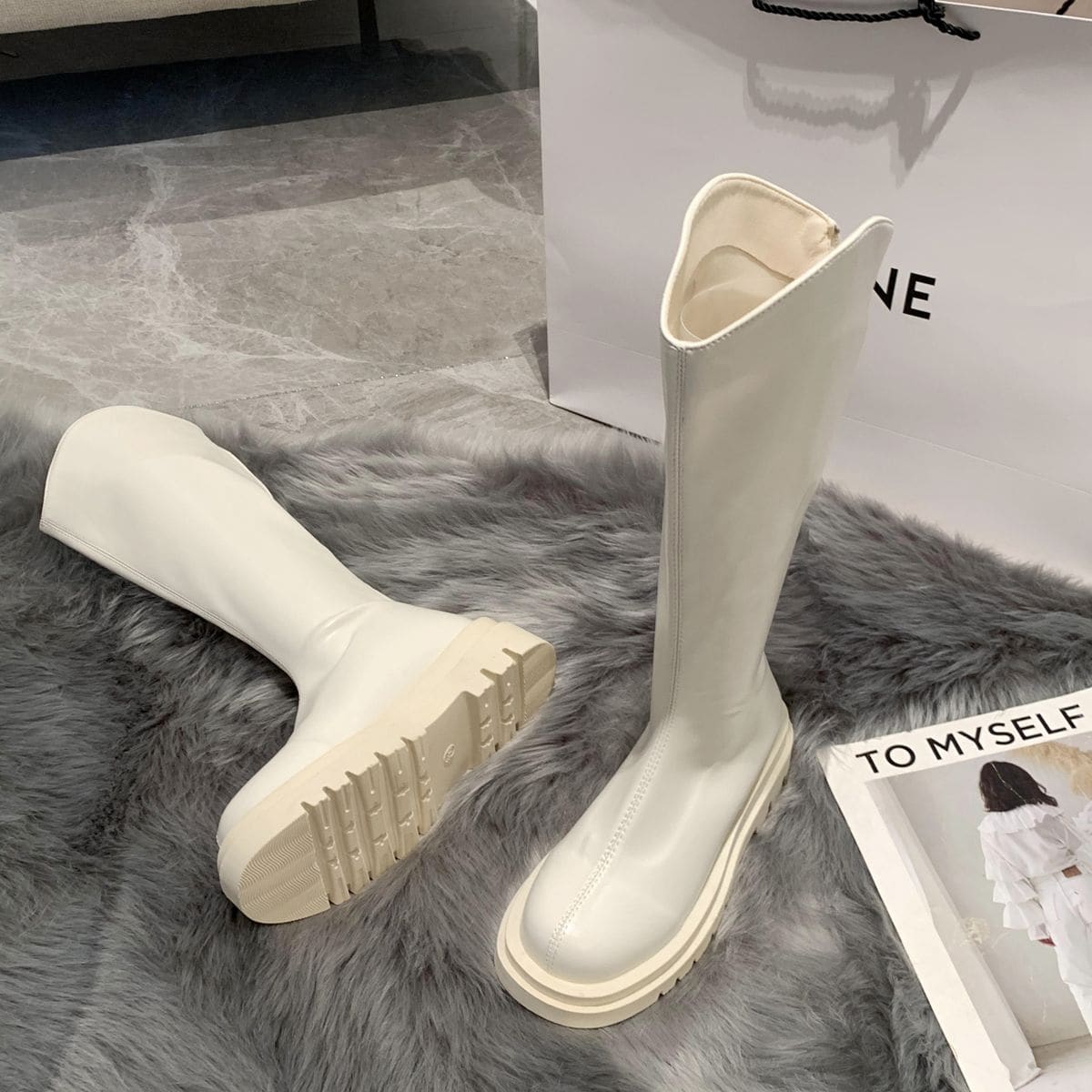 

Minimalist Riding Boots, Beige