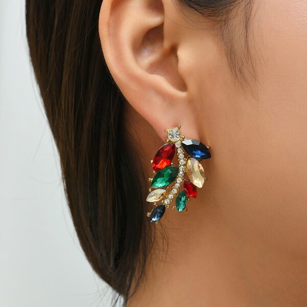 

Rhinestone Decor Stud Earrings, Multicolor