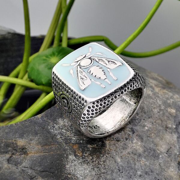 

Bear Decor Ring, Antique silver