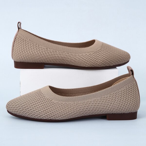 

Minimalist Knit Ballet Flats, Khaki