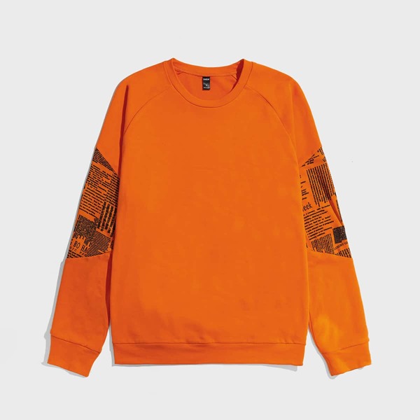 

Men Neon Orange Slogan Graphic Drop Shoulder Sweatshirt