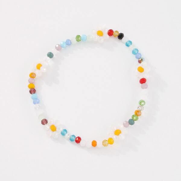 

Beaded Flower Design Bracelet, Multicolor