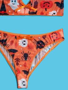 Set de lencería con estampado de dibujos animados - Naranja - Ver 4