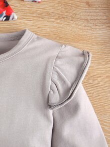 Toddler Girls Ruffle Trim Tee & Floral Paper Bag Waist Pants