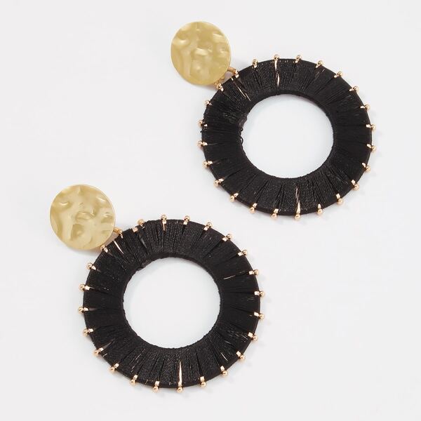 

Winding Round Drop Earrings, Black