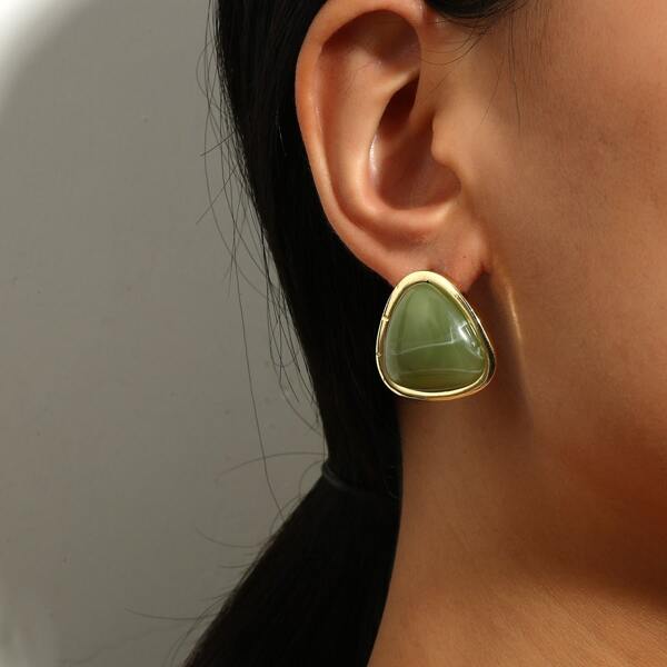 

Geometric Stud Earrings, Green