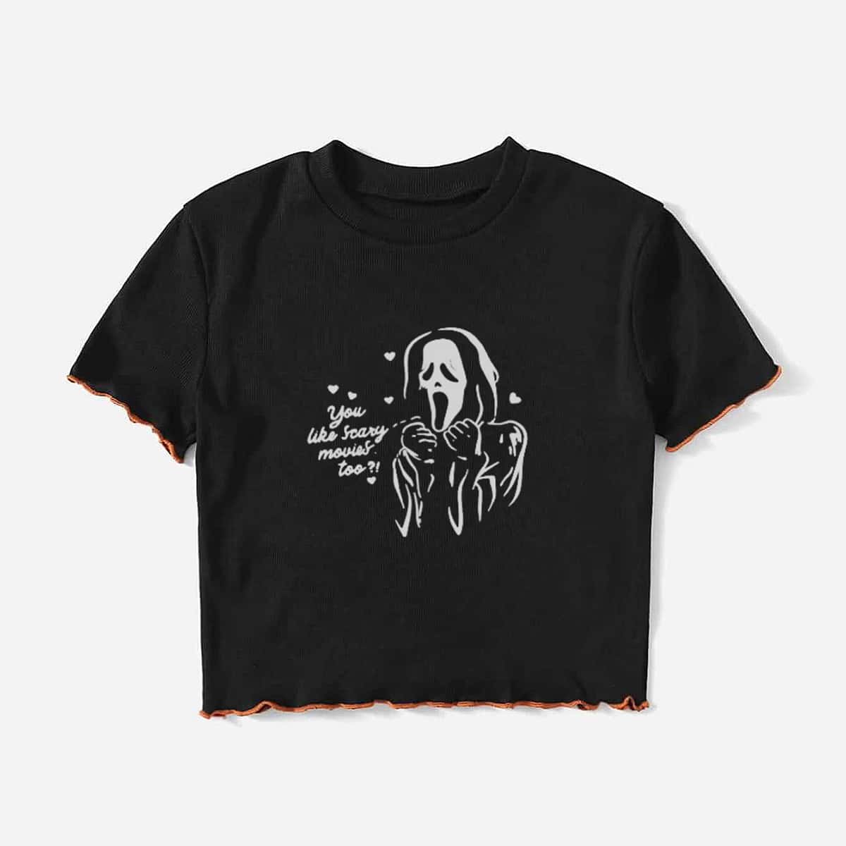 

Slogan Skull Graphic Lettuce Trim Tee, Black