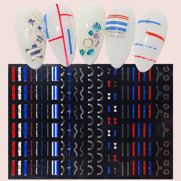 

1sheet Striped Nail Art Sticker, Multicolor