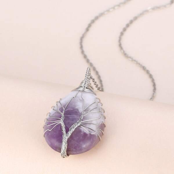 

Water-drop Pendant Necklace, Multicolor