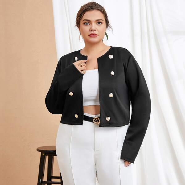 

Plus Double Breasted Jacket, Black