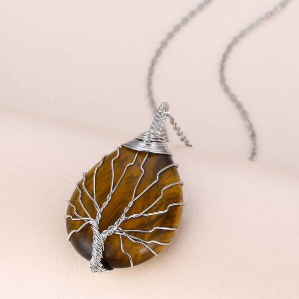 

Water-drop Pendant Necklace, Brown