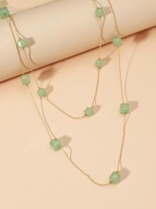 亞克力裝飾多層次項鍊 - 綠色 - 查看 3