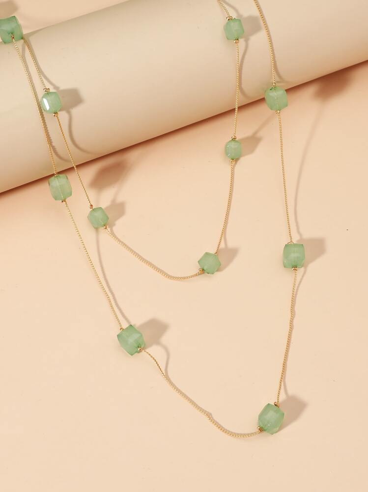 亞克力裝飾多層次項鍊 - 綠色 - 查看 3