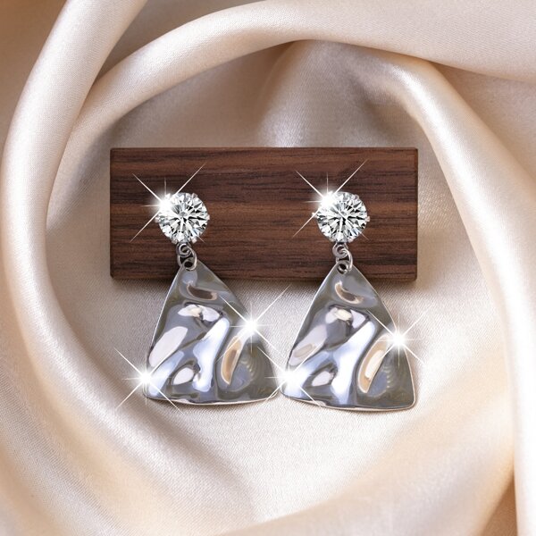 

Geometric Drop Earrings, Silver