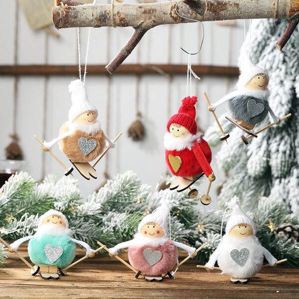 

6pcs Christmas Decoration Plush Doll, Multicolor