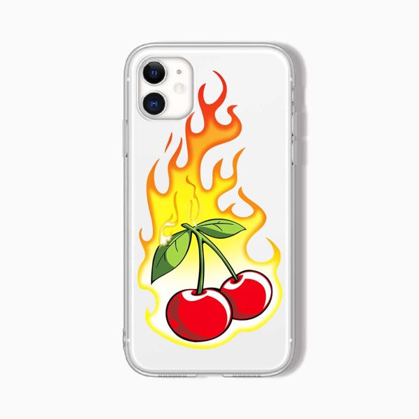 

Cherry Painted Clear Phone Case, Multicolor