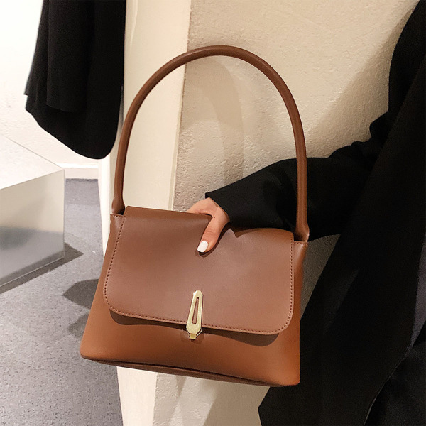 

Metallic Decor Flap Square Bag, Brown