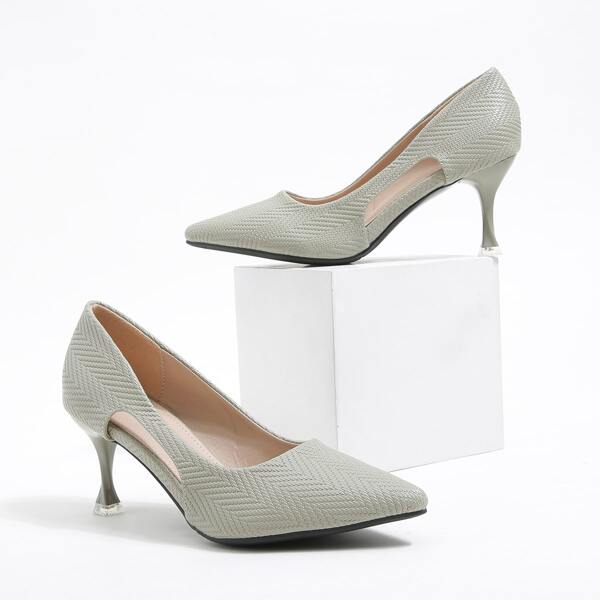 

Braided Design Cut Out Stiletto Pumps, Mint green